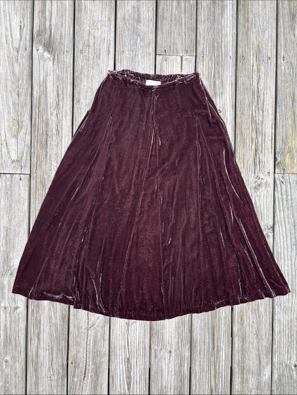SOFT SURROUNDINGS | Plum Velvet Silk Blend Pleated Whimsigoth Skirt | Size TXS